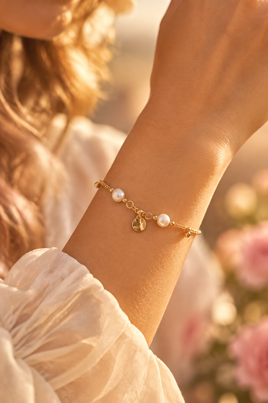 Gold Perlen Armband Lifestyle