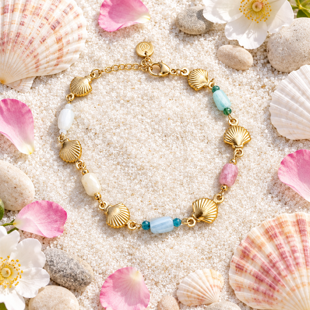 Muschel Armband Flatlay