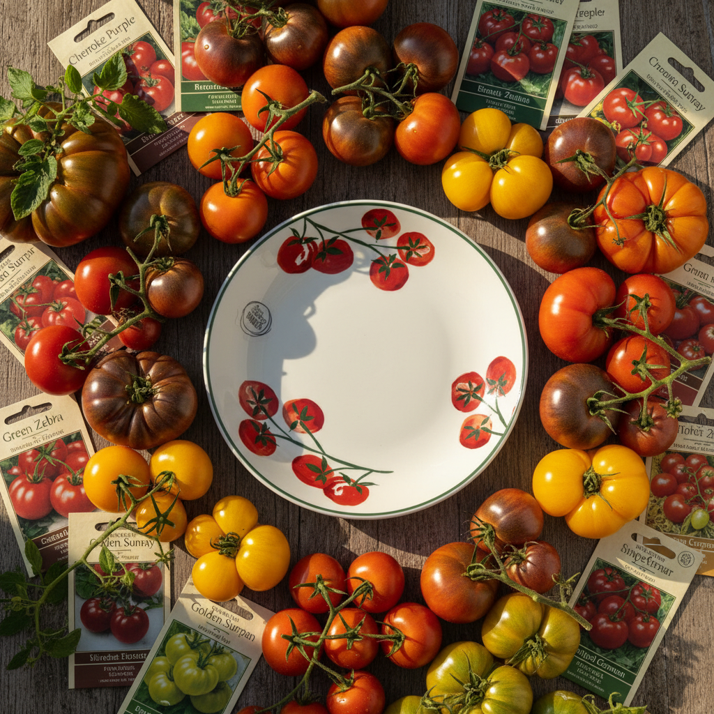 Teller mit Tomaten Sorten